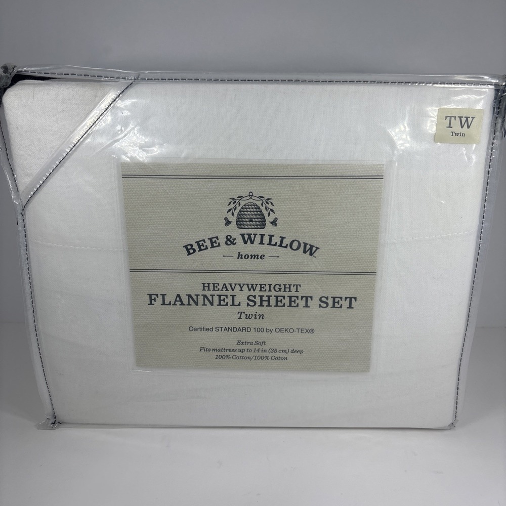 BEE & WILLOW Home Grown Cotton Flannel Sheet Set Extra Soft TWIN Ivory C03